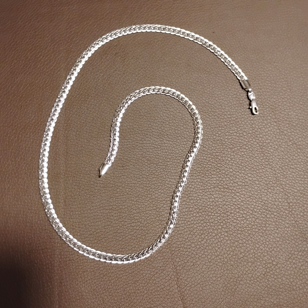 18k White Gold Filled Sterling Silver Chain Necklace